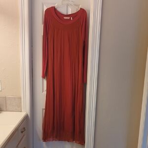 Soft Surroundings Long Sleeve Maxi Dress in Rust
